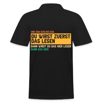 Du wirst zuerst das lesen - Männer Poloshirt - Schwarz - Hinten - Kai (181cm)