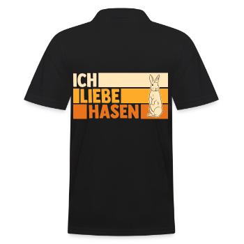 Kaninchen Hase - Männer Poloshirt - Schwarz - Hinten - Kai (181cm)
