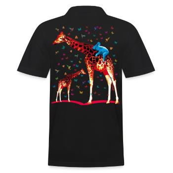 02 giraffe, koala, hummingbirds, butterflies - Men's Polo Shirt - black - Back - Kai (181cm)