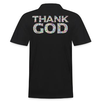 Spruch Gott sei Dank - Männer Poloshirt - Schwarz - Hinten - Kai (181cm)