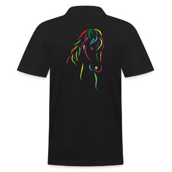 Pferdekopf Bunt - Männer Poloshirt - Schwarz - Hinten - Kai (181cm)