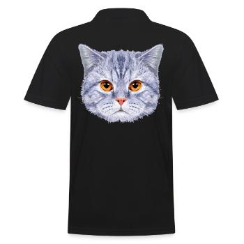 Katzenkopf Katzengesicht Blau - Männer Poloshirt - Schwarz - Hinten - Kai (181cm)