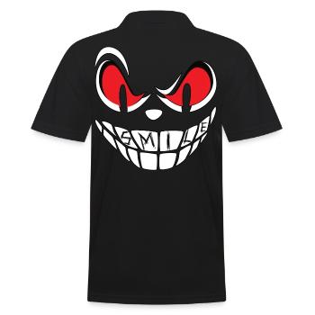 Smile Face - Männer Poloshirt - Schwarz - Hinten - Kai (181cm)