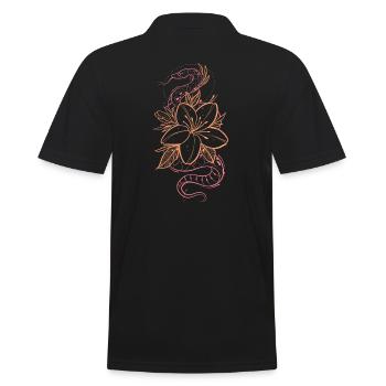 Composition style snake and floral tattoo - Men's Polo Shirt - black - Back - Kai (181cm)