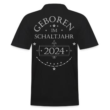 Geboren im Schaltjahr 2024 weiß - Männer Poloshirt - Schwarz - Hinten - Kai (181cm)