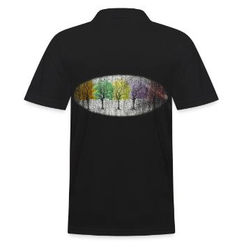 forêt hivernale colorée forêt hivernale - Polo Homme - noir - Dos - Kai (181cm)