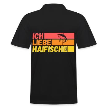Fische Haifisch - Männer Poloshirt - Schwarz - Hinten - Kai (181cm)