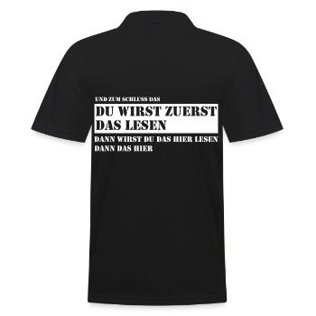 Du wirst zuerst das lesen - Männer Poloshirt - Schwarz - Hinten - Kai (181cm)