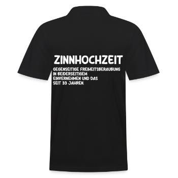 Ehe Zinnhochzeit 33 Jahre Verheiratet Hochzeitstag - Männer Poloshirt - Schwarz - Hinten - Kai (181cm)