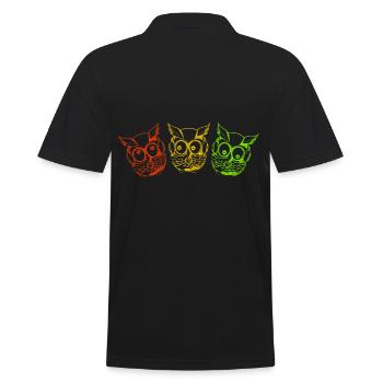 Eulen bunt drei - Männer Poloshirt - Schwarz - Hinten - Kai (181cm)