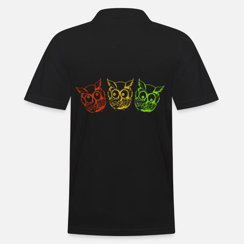 Eulen bunt drei - Männer Poloshirt - Schwarz