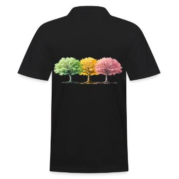 Bunte Bäume auch im Winter Sommer Frühling Baum - Männer Poloshirt - Schwarz - Hinten - Kai (181cm)