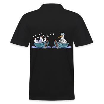 Mouettes bateau marins aiment les oiseaux de mer Saint-Valentin - Polo Homme - noir - Dos - Kai (181cm)