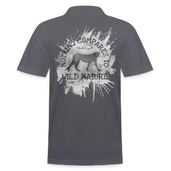 Guépard Splash Gris- Nothing Compares to Nature - Polo Homme - charbon - Dos - Nico (186cm)