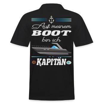 Auf meinem BOOT bin ich Kapitän - Männer Poloshirt - Schwarz - Hinten - Kai (181cm)