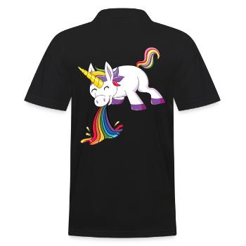 Puking Unicorn Rainbow - Men's Polo Shirt - black - Back - Kai (181cm)
