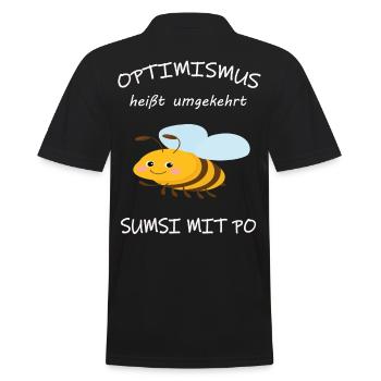 Optimismus heißt umgekehrt Sumsi mit Po. - Männer Poloshirt - Schwarz - Hinten - Kai (181cm)