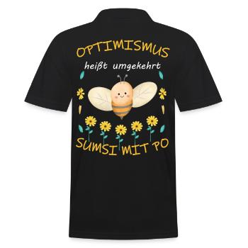 Optimismus heißt umgekehrt Sumsi mit Po - Männer Poloshirt - Schwarz - Hinten - Kai (181cm)