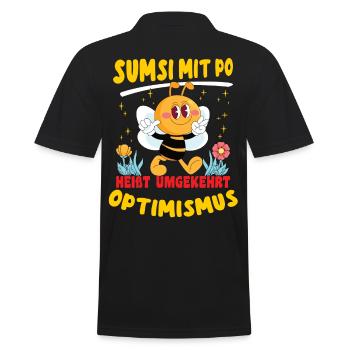 Optimismus heißt umgekehrt Sumsi mit Po. - Männer Poloshirt - Schwarz - Hinten - Kai (181cm)