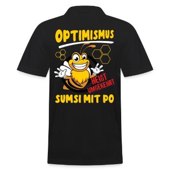 Optimismus heißt umgekehrt Sumsi mit Po. - Männer Poloshirt - Schwarz - Hinten - Kai (181cm)