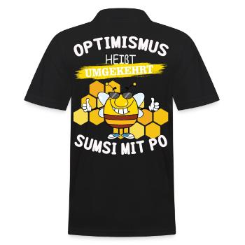 Optimismus heißt umgekehrt Sumsi mit Po. - Männer Poloshirt - Schwarz - Hinten - Kai (181cm)