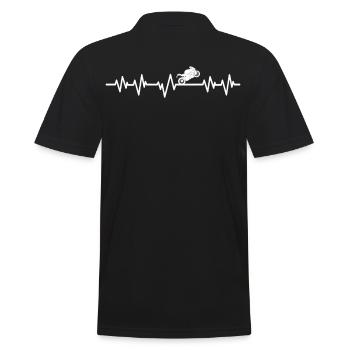 motorcycle racing heartbeat - Männer Poloshirt - Schwarz - Hinten - Kai (181cm)