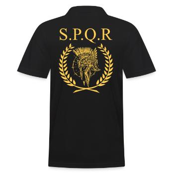 SPQR Historsisches Shirt - Männer Poloshirt - Schwarz - Hinten - Kai (181cm)