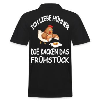 Ich Liebe Hühner Die Kacken das Frühstück - Männer Poloshirt - Schwarz - Hinten - Kai (181cm)