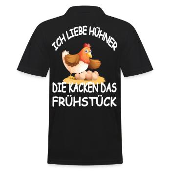 Ich Liebe Hühner Die Kacken das Frühstück - Männer Poloshirt - Schwarz - Hinten - Kai (181cm)