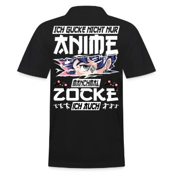 Anime Gamer Zocker Spruch Weeb Kawaii Anime Girl O - Männer Poloshirt - Schwarz - Hinten - Kai (181cm)