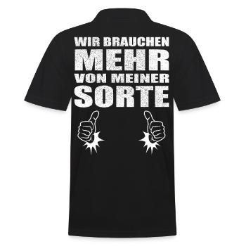Wir brauchen mehr von meiner Sorte - Männer Poloshirt - Schwarz - Hinten - Kai (181cm)