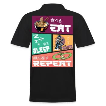Eat Sleep Anime Repeat - Männer Poloshirt - Schwarz - Hinten - Kai (181cm)