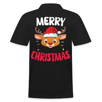 Funny Reindeer Xmas Family Merry Christmas - Männer Poloshirt - Schwarz - Hinten - Kai (181cm)