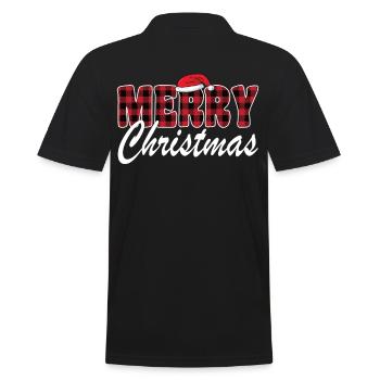 Joyeux Noël Buffalo Plaid rouge Noël - Polo Homme - noir - Dos - Kai (181cm)