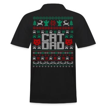 Ugly Christmas Cat Dad - Männer Poloshirt - Schwarz - Hinten - Kai (181cm)