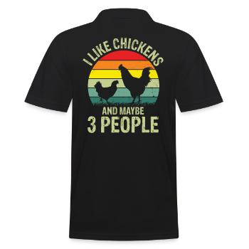 J’aime les poules et peut-être 3 personnes - Polo Homme - noir - Dos - Kai (181cm)