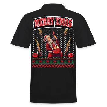 Ugly Christmas 8 Bit Pixel Rock und Heavy-Metal - Männer Poloshirt - Schwarz - Hinten - Kai (181cm)