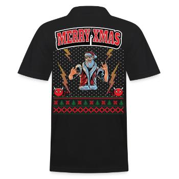 Ugly Christmas 8 Bit Pixel Rock und Heavy-Metal - Männer Poloshirt - Schwarz - Hinten - Kai (181cm)