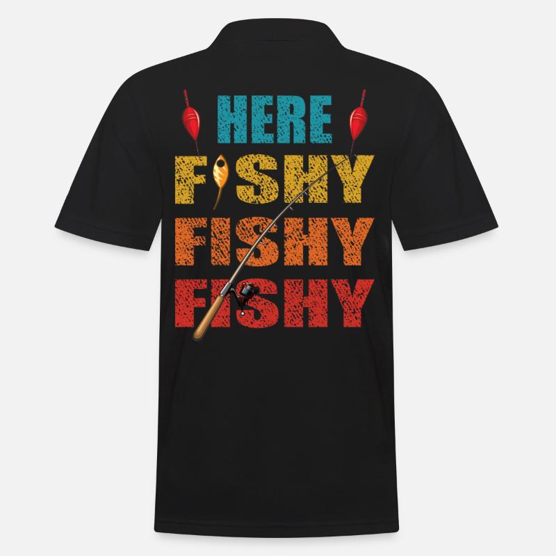 Here Fishy - Männer Poloshirt - Schwarz