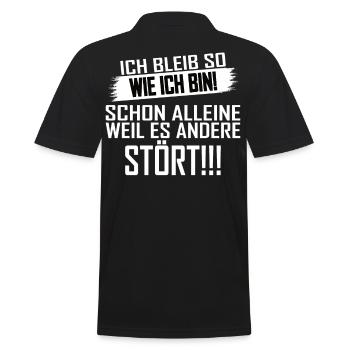 Lustig Ich bleib so wie ich bin Spruch - Männer Poloshirt - Schwarz - Hinten - Kai (181cm)