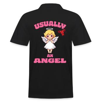 Engel Angel Teufel Devil Sprüche Mädchen Frauen - Männer Poloshirt - Schwarz - Hinten - Kai (181cm)