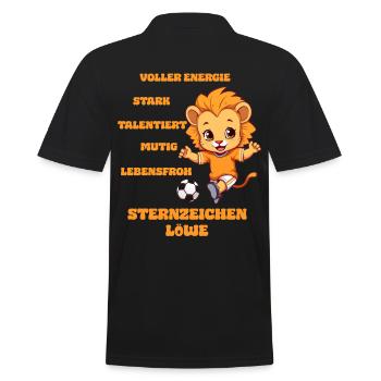 Fußball Sternzeichen Löwe Eigenschaften Kinder - Männer Poloshirt - Schwarz - Hinten - Kai (181cm)