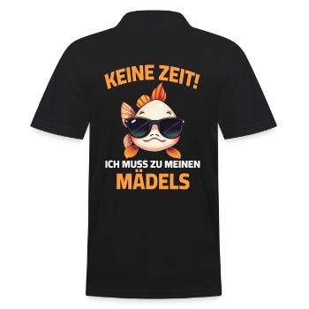 Keine Zeit ich muss zu meinen Mädels - Fisch cool - Männer Poloshirt - Schwarz - Hinten - Kai (181cm)