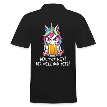 Licorne - Il ne fait rien, il veut juste boire de la bière - Polo Homme - noir - Dos - Kai (181cm)