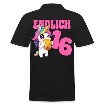 Beer Unicorn Finally 16 Years Birthday Alcohol - Men's Polo Shirt - black - Back - Kai (181cm)