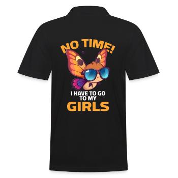 No Time i have to go to my girls - Butterfly - Männer Poloshirt - Schwarz - Hinten - Kai (181cm)