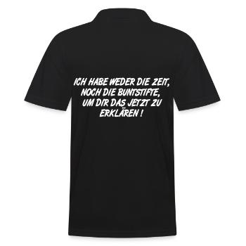 Habe weder Zeit, Buntstifte um das zu erklären - Männer Poloshirt - Schwarz - Hinten - Kai (181cm)