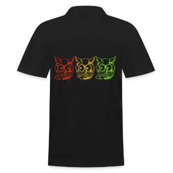 Hiboux jaune vert rouge - Polo Homme - noir - Dos - Kai (181cm)