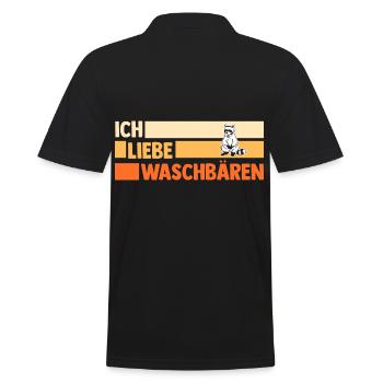 Tiermotiv Waschbär - Männer Poloshirt - Schwarz - Hinten - Kai (181cm)
