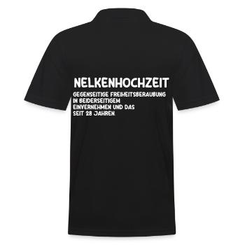 Ehe Nelkenhochzeit 28 Jahre Verheiratet Hochzeitst - Männer Poloshirt - Schwarz - Hinten - Kai (181cm)